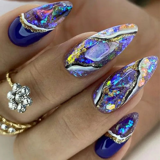 Striped Stiletto Press-On Nails-0