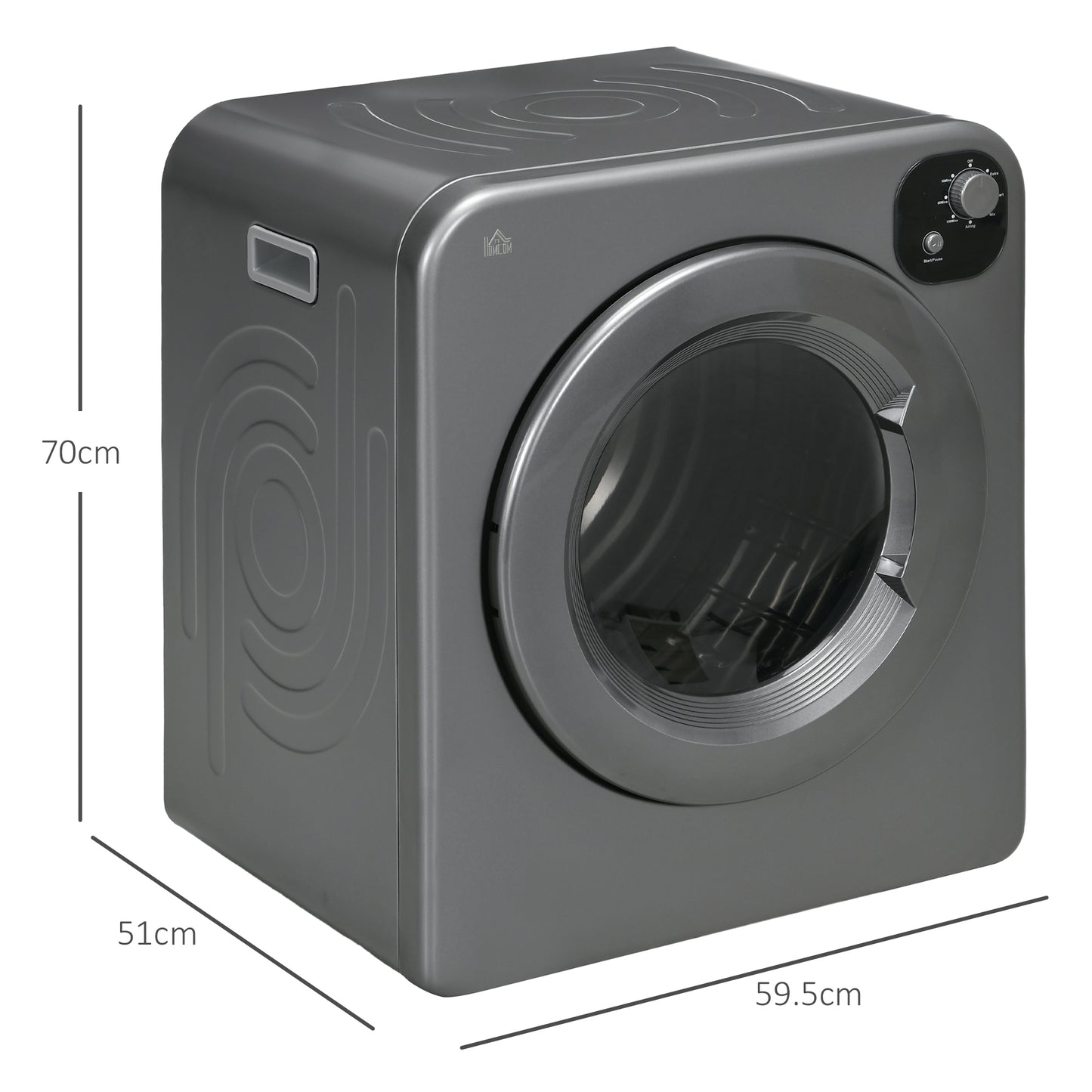 HOMCOM 6kg Vented Tumble Dryer, Freestanding, Wall Mounted, Stackable, Portable Dryer with 7 Programmers, Grey-1