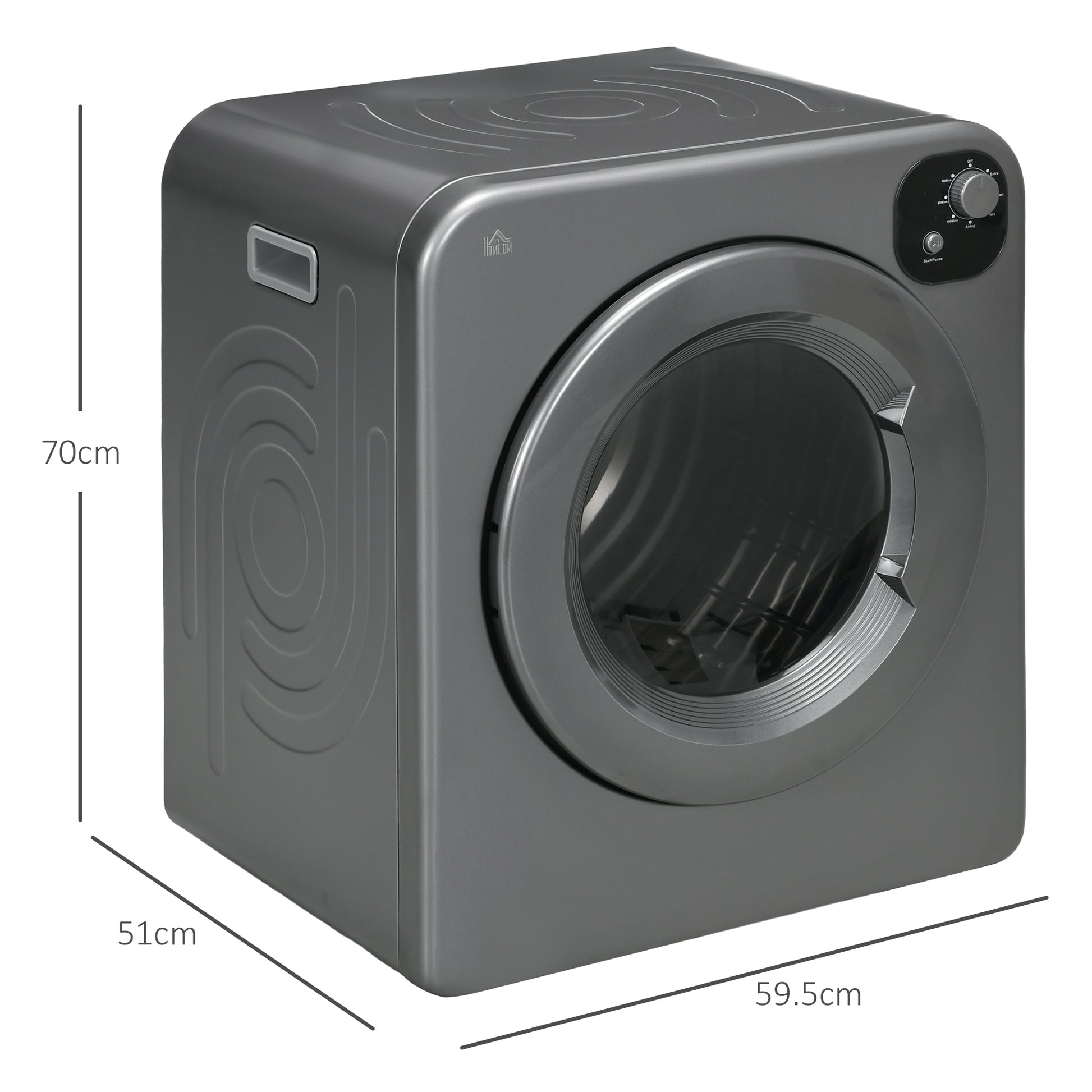 HOMCOM 6kg Vented Tumble Dryer, Freestanding, Wall Mounted, Stackable, Portable Dryer with 7 Programmers, Grey-1