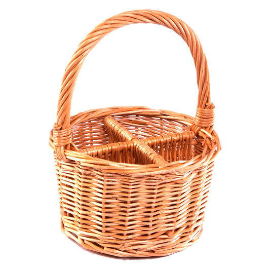 Wicker Round Cutlery or Glass Drinks Basket-0