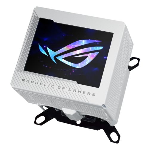 Asus ROG Ryujin III WB White Edition CPU Water Block, Full-Colour 3.5" LCD Customisable Screen, Embedded VRM Fan-0