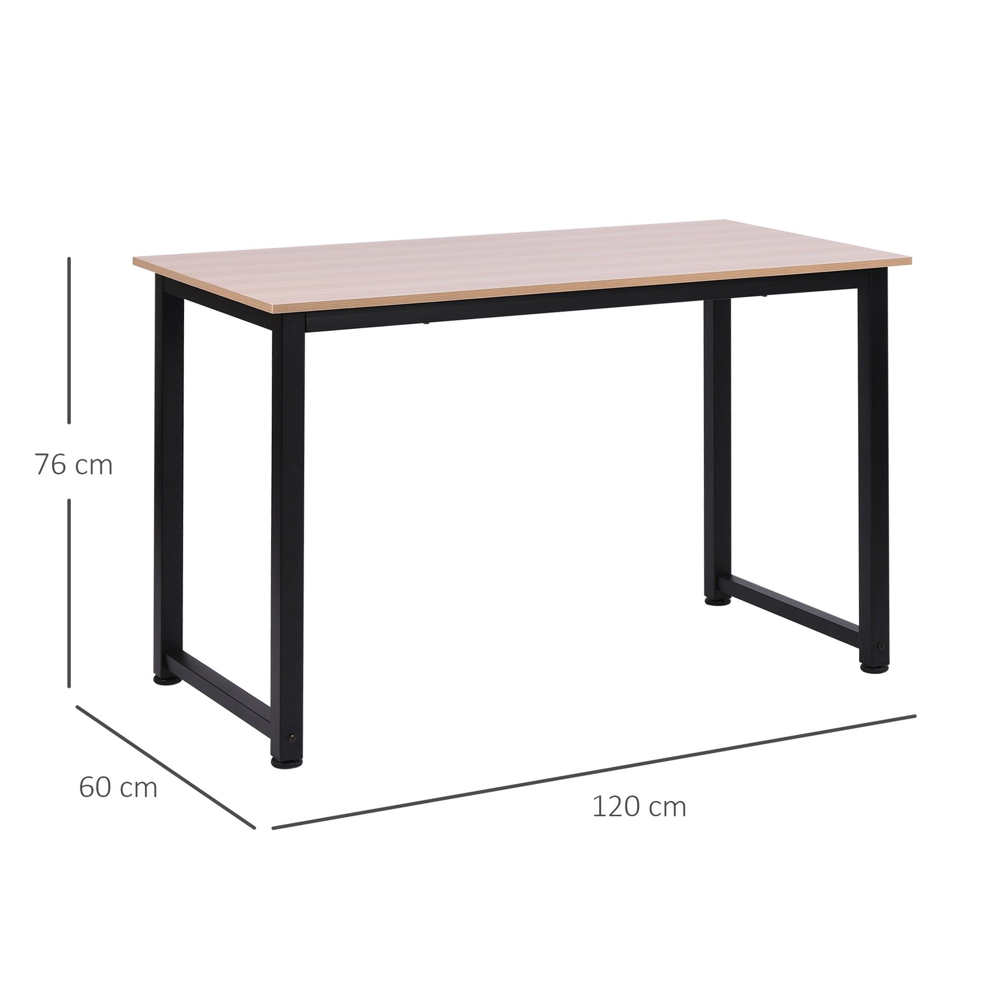 Computer Desk, PC Writing Table, Home Office Workstation, Adjustable Feet, Metal Frame in Oak Black | HOMCOM-1