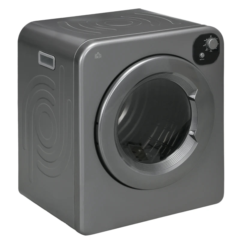 HOMCOM 6kg Vented Tumble Dryer, Freestanding, Wall Mounted, Stackable, Portable Dryer with 7 Programmers, Grey-0