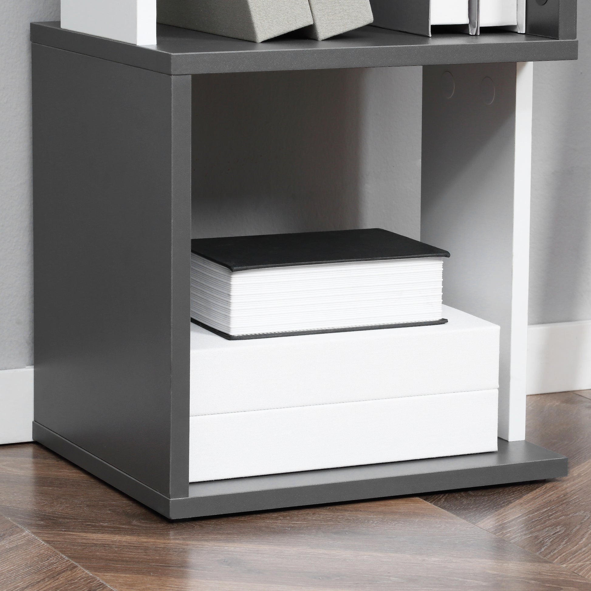 HOMCOM Modern 5-Tier Bookshelf, Freestanding Bookcase Storage Shelving for Living Room Home Office Study in Dark Grey-7