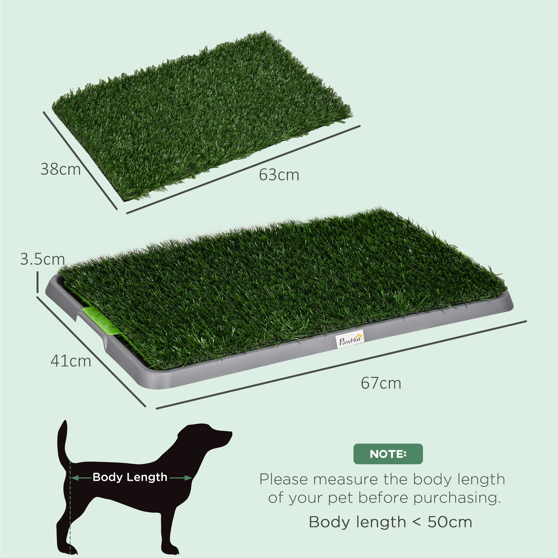 PawHut Artificial Grass Dog Toilet with Tray for Potty Training Indoor Outdoor, 2 Packs, 67 x 41cm-1