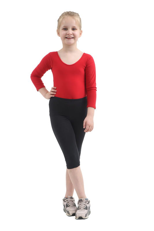 Crazy Chick Girls Black Cotton Leggings 3/4 Length-0