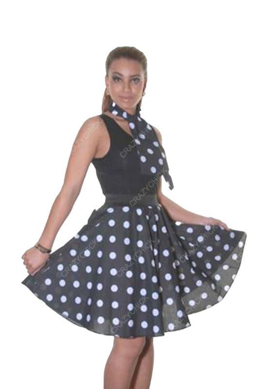 Crazy Chick Women Black White Ladies Polka Dot Skirt (22 Inches)-0