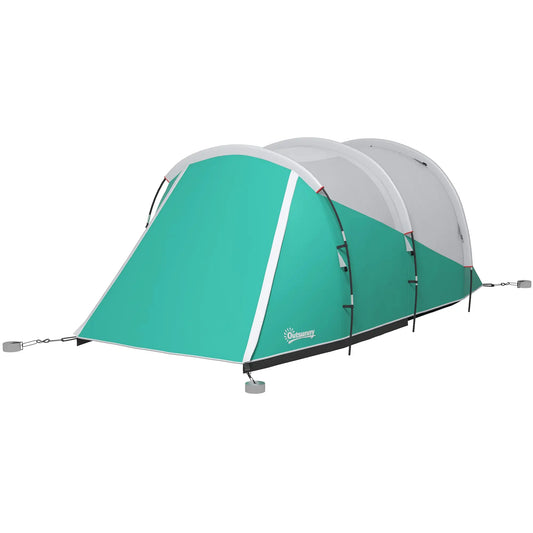 Outsunny 2 Room Camping Tent for 4-5 Man, 3000mm Waterproof Family Tent with Carry Bag, for Fishing Hiking Festival, Green-0