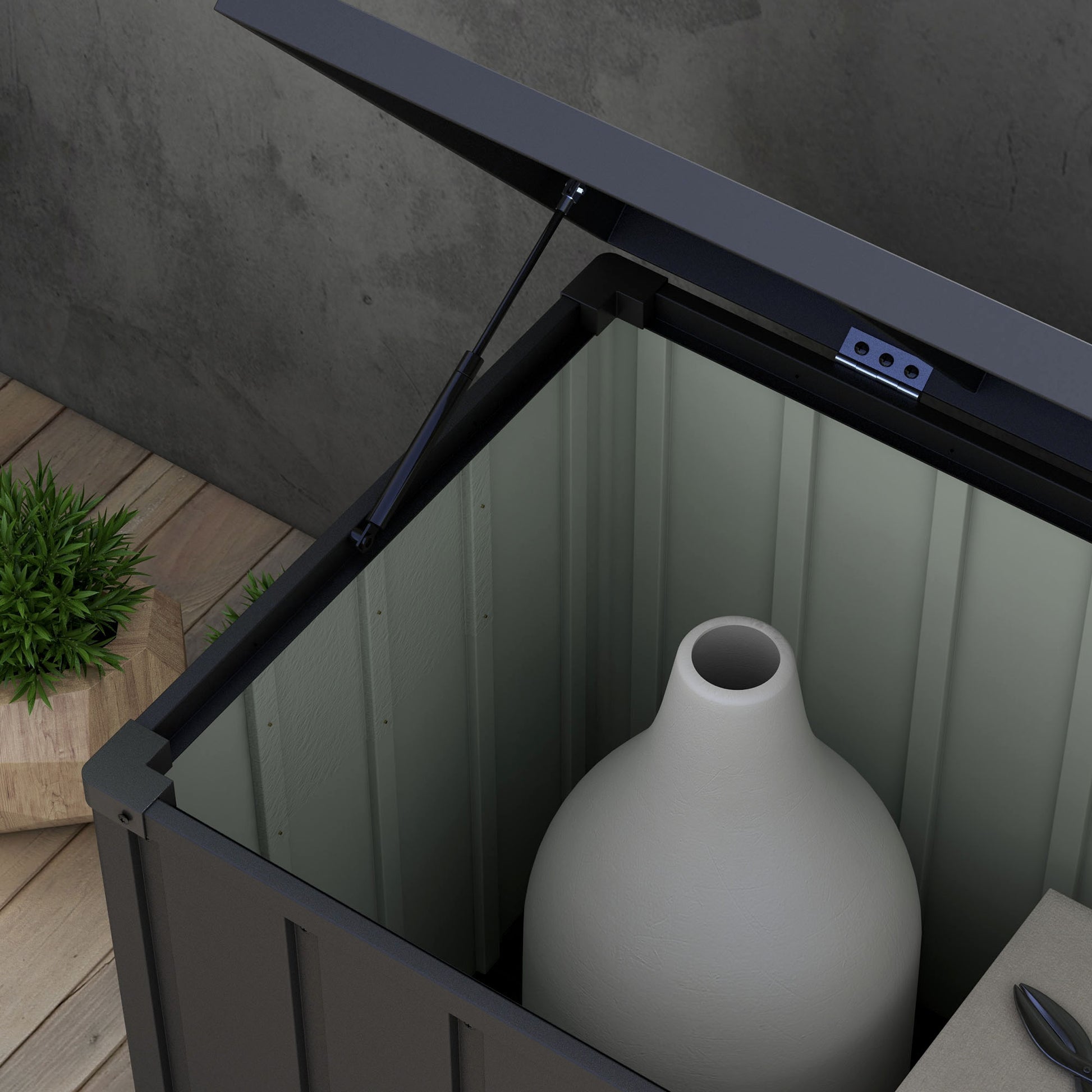 Outsunny 450L Galvanised Steel Garden Storage Box, with Wheels in Dark Grey-7