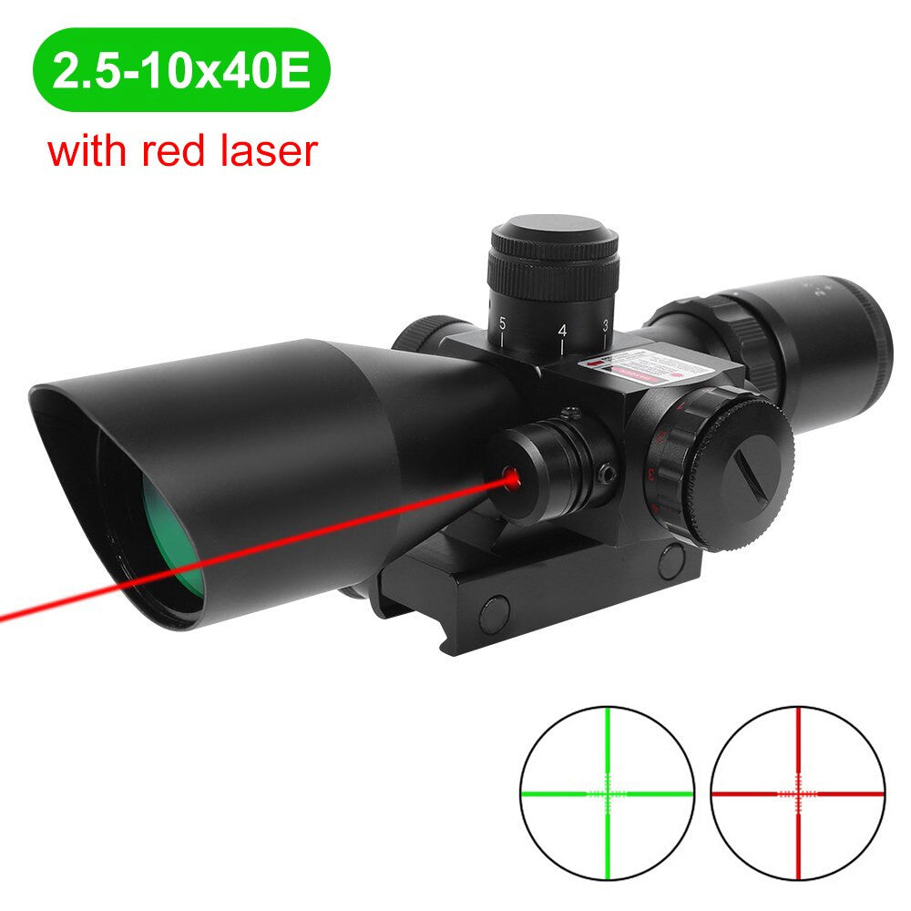 2.5-10x40E Red & Green Illuminated Rifle Scope Mil-dot Gun Scope Green Laser-6