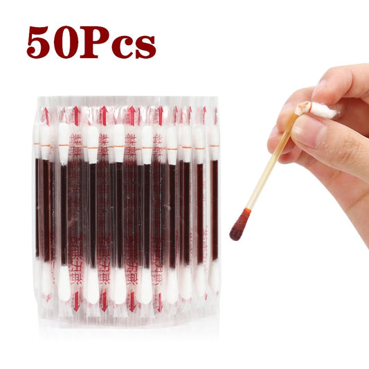 50PCS/Lot Medical Alcohol Disposable Emergency Cotton Stick Iodine Disinfected-0