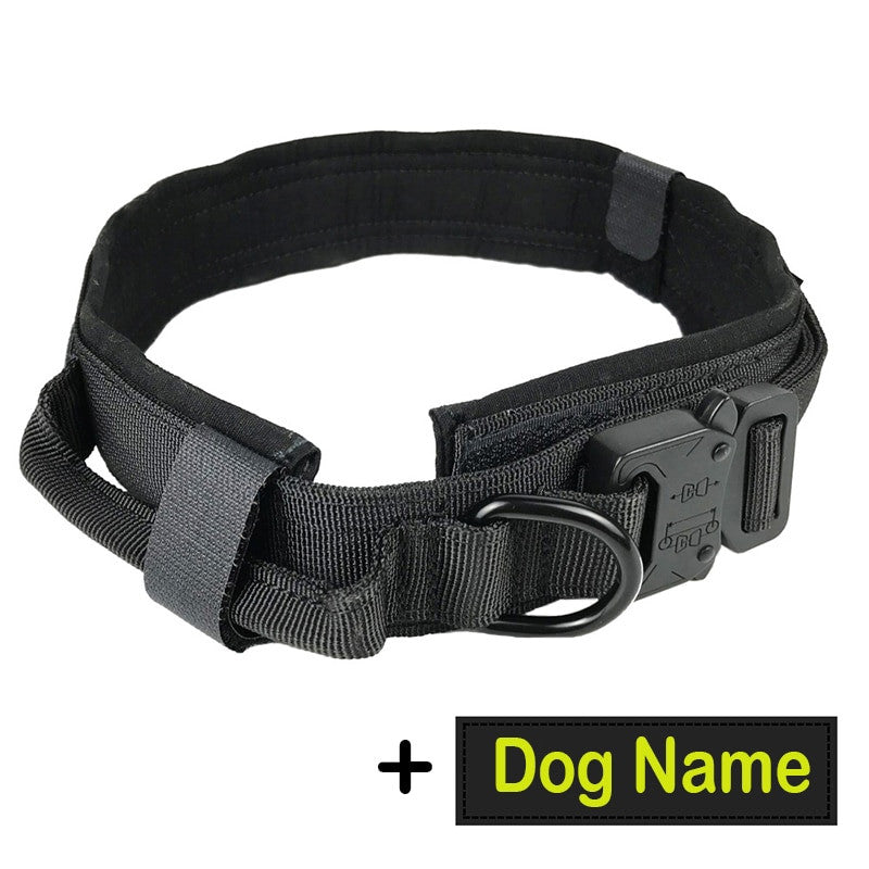 Dog Tag Nylon Tactical Collar With Handle Training Personalized-7