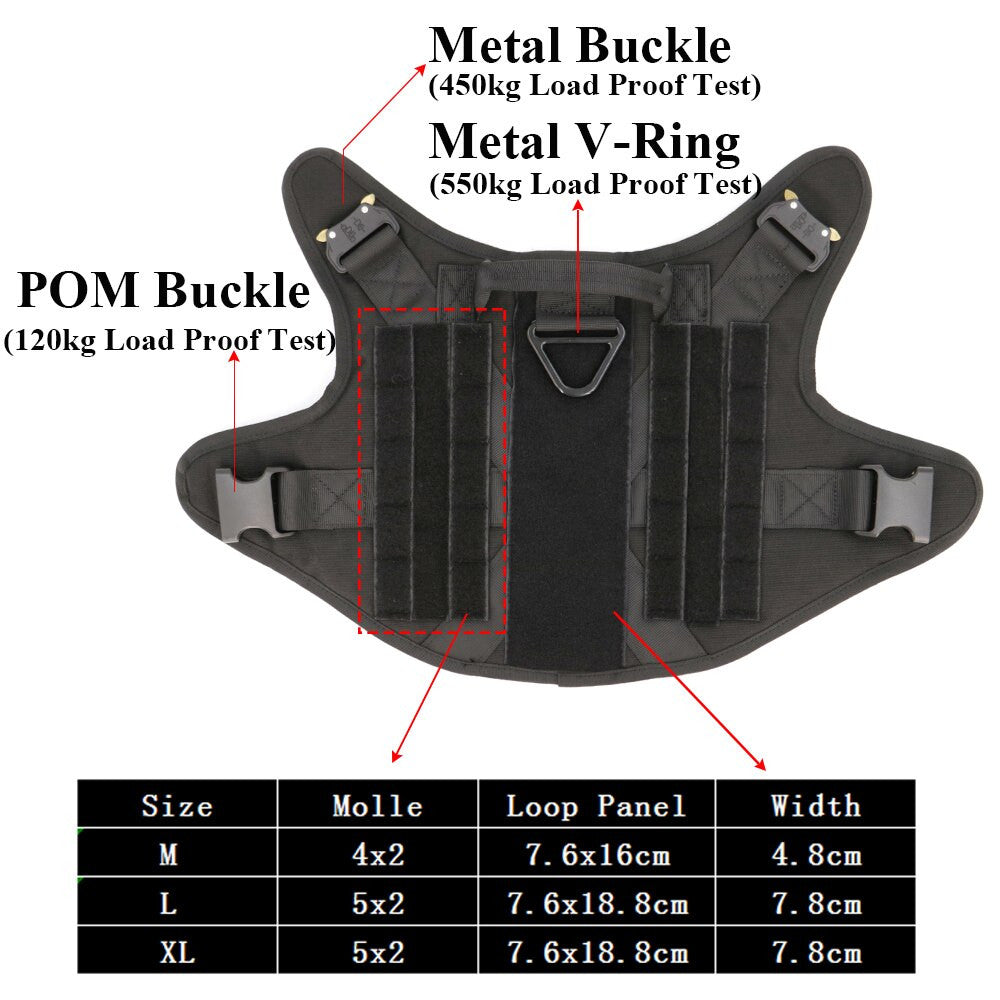 Metal Buckle Tactical Dog Harness & Lead-3