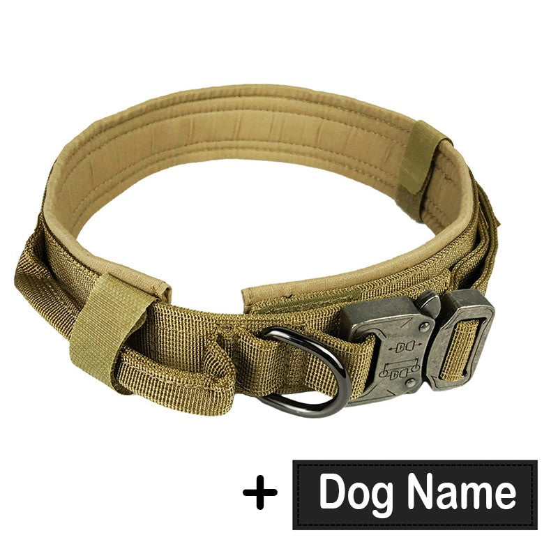 Dog Tag Nylon Tactical Collar With Handle Training Personalized-10