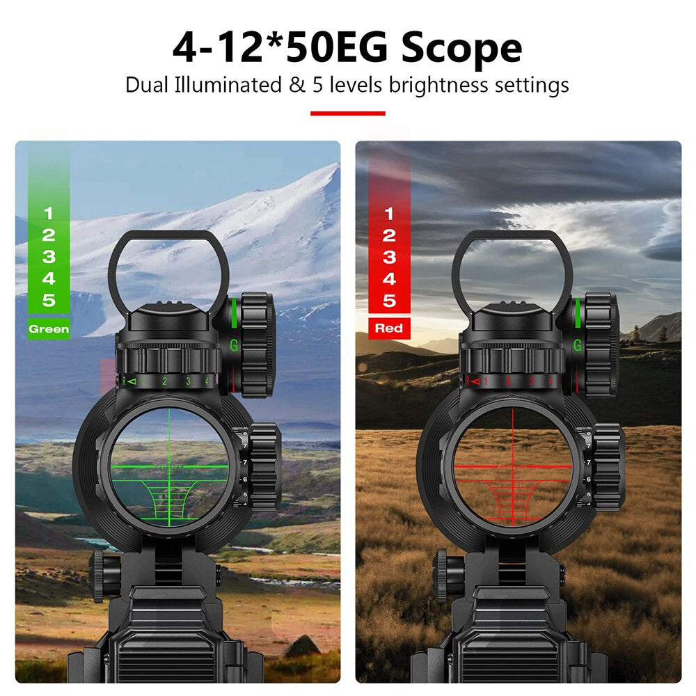4-12x50EG Tactical 3 in 1 Scopes with Red Green Laser Sight Airsoft-1