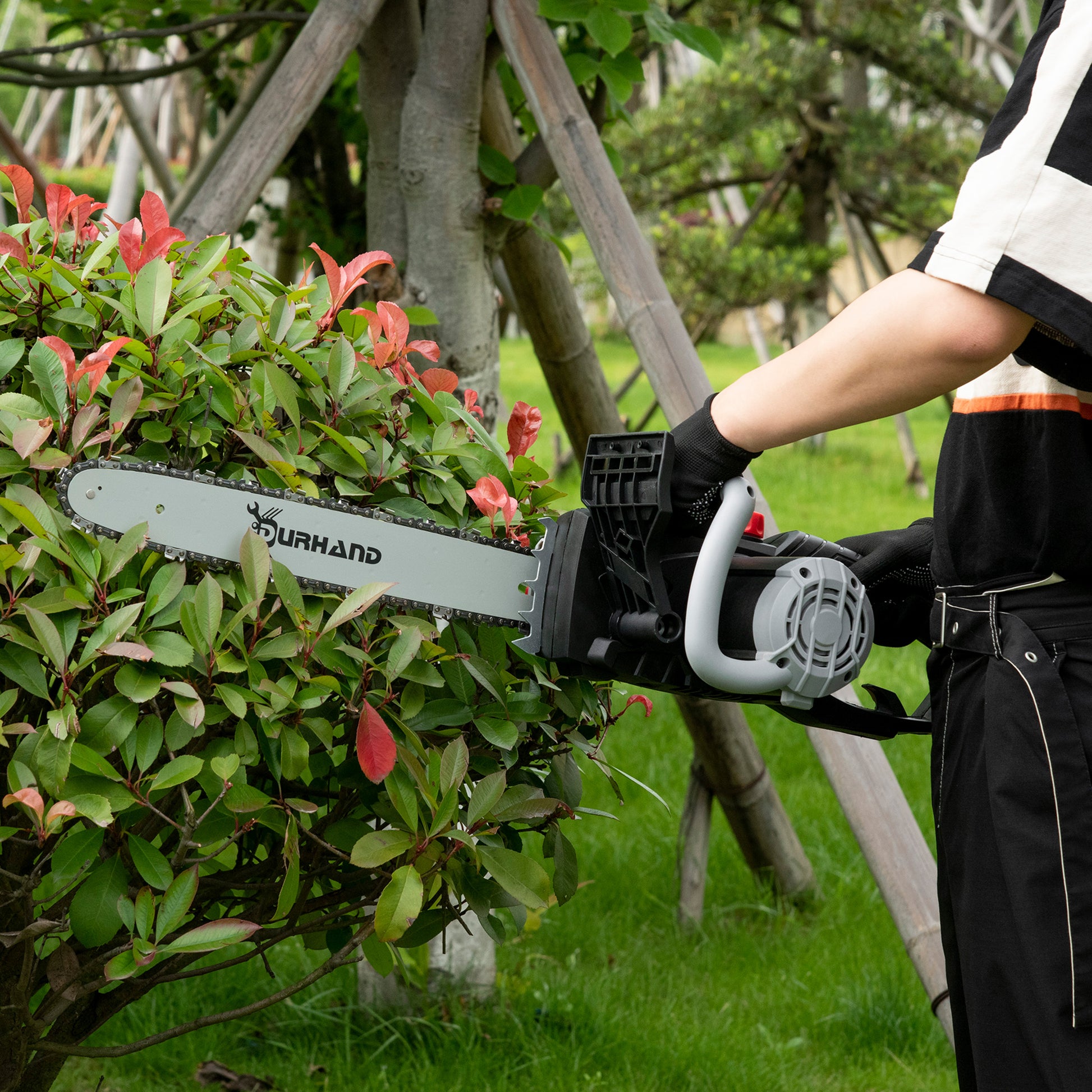 1600W Electric Chainsaw with Double Brake, Tool-Free Chain Tensioning, 40cm Guide Bar & Chain Power Saw to Cut Wood | DURHAND-8