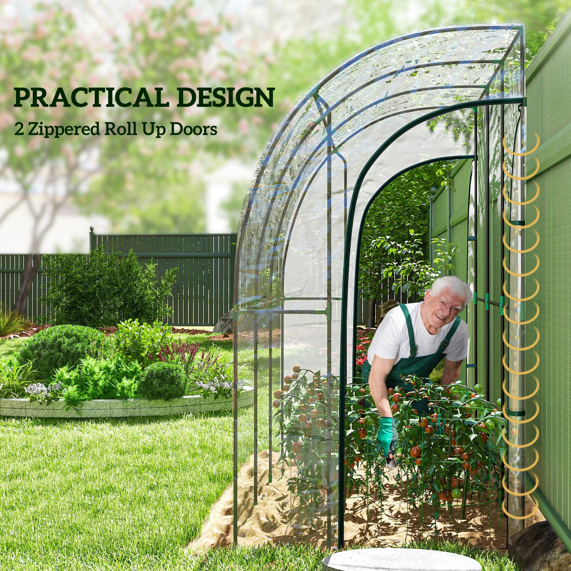 Outsunny 214cm x 118cm Walk-In Lean To Greenhouse with Accessories-4