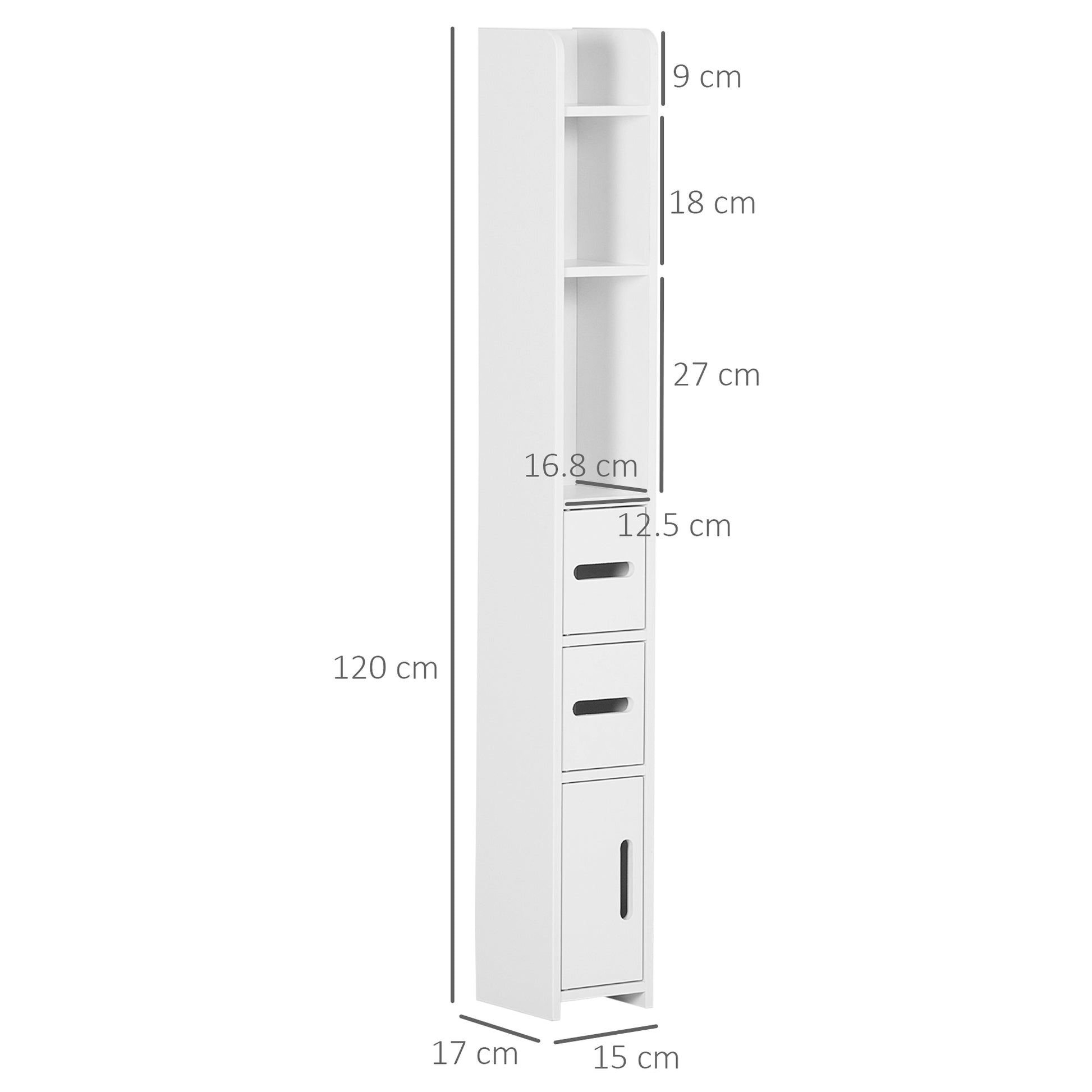 kleankin Modern Bathroom Storage Cabinet, Freestanding Tall Bathroom Cabinet with Open Shelves and 3 Cupboards with Door, for Bedroom Hallway in White-1