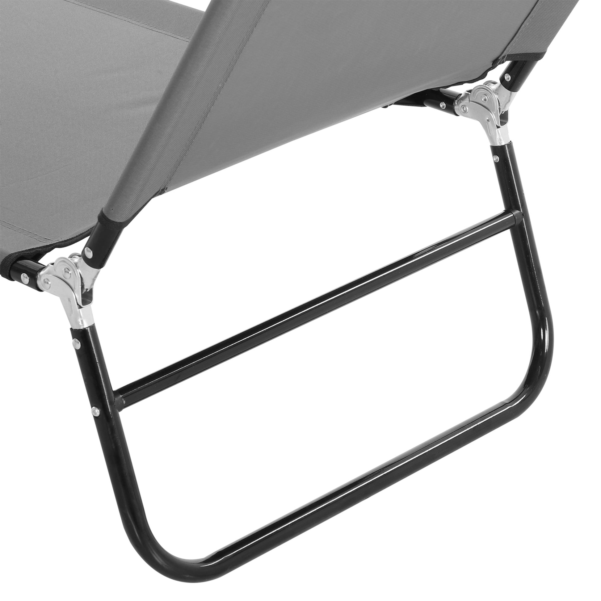 Patio Sun Lounger with 5-Position Adjustable Backrest, Weather-Resistant Oxford Fabric, Grey | Outsunny-7