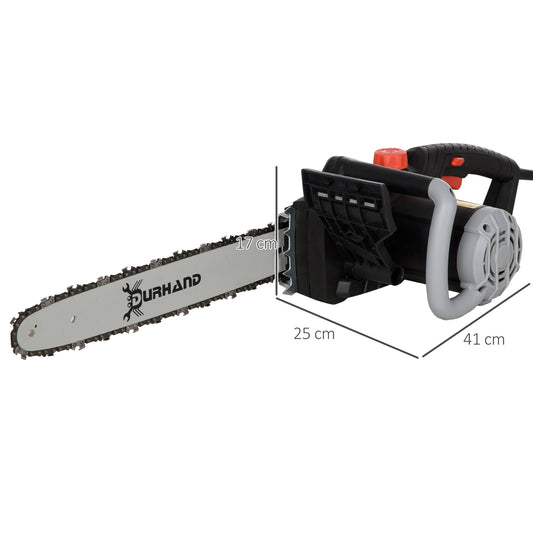 1600W Electric Chainsaw with Double Brake, Tool-Free Chain Tensioning, 40cm Guide Bar & Chain Power Saw to Cut Wood | DURHAND-1