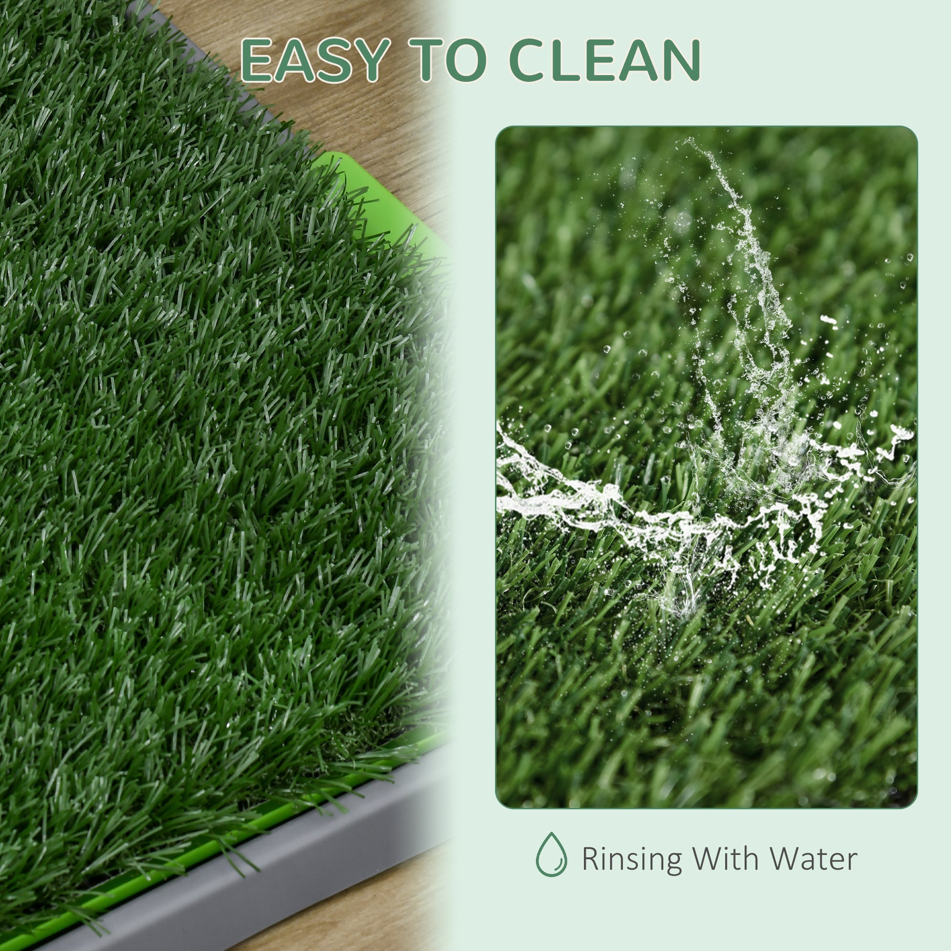 PawHut Artificial Grass Dog Toilet with Tray for Potty Training Indoor Outdoor, 2 Packs, 67 x 41cm-4