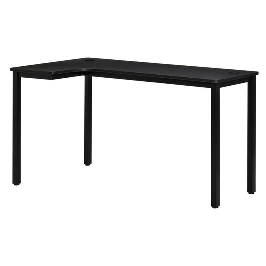 L-Shaped Gaming Desk, Computer Corner Desk with Cable Management, Home Office Workstation, 145 x 81 x 76cm, Black | HOMCOM-0