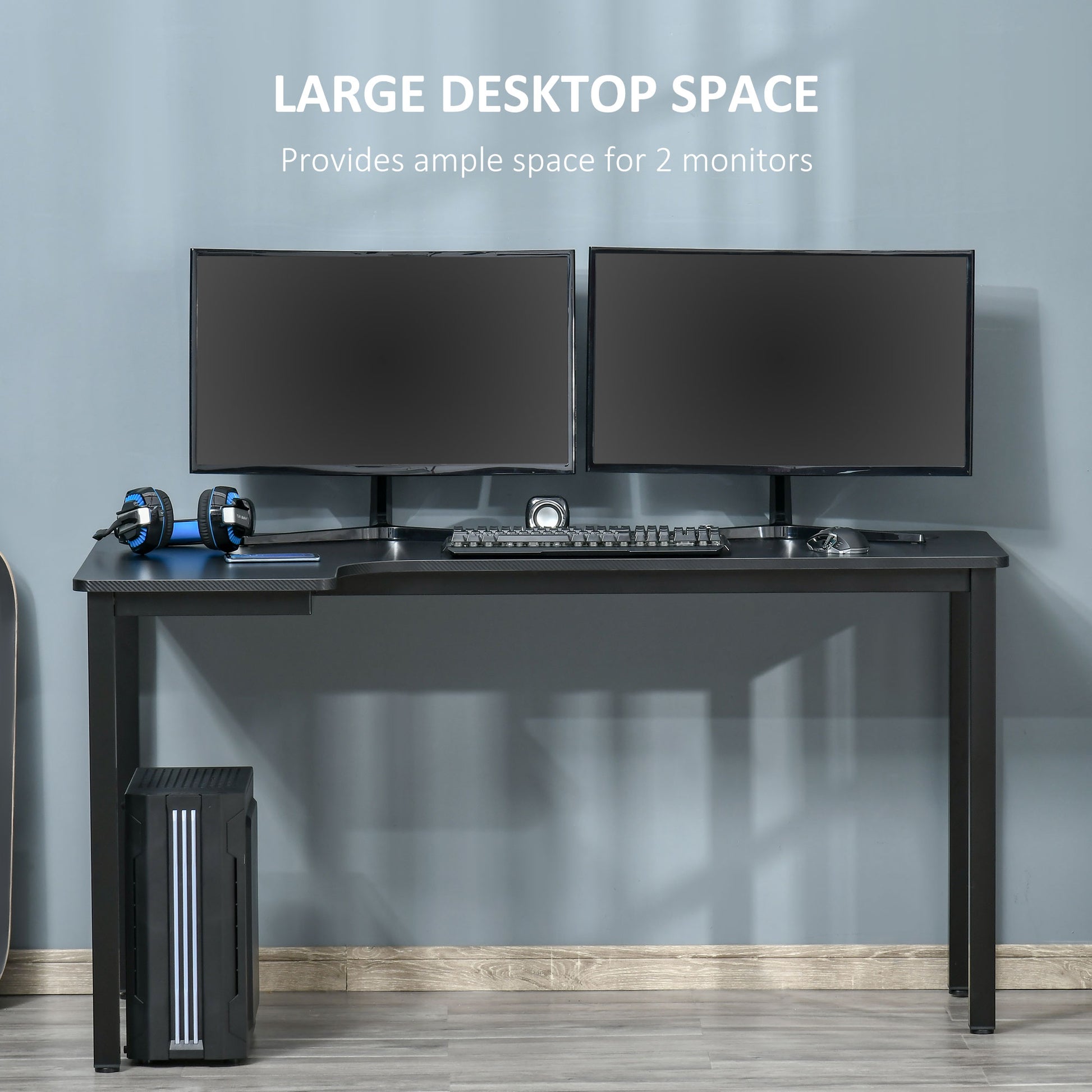 L-Shaped Gaming Desk, Computer Corner Desk with Cable Management, Home Office Workstation, 145 x 81 x 76cm, Black | HOMCOM-3
