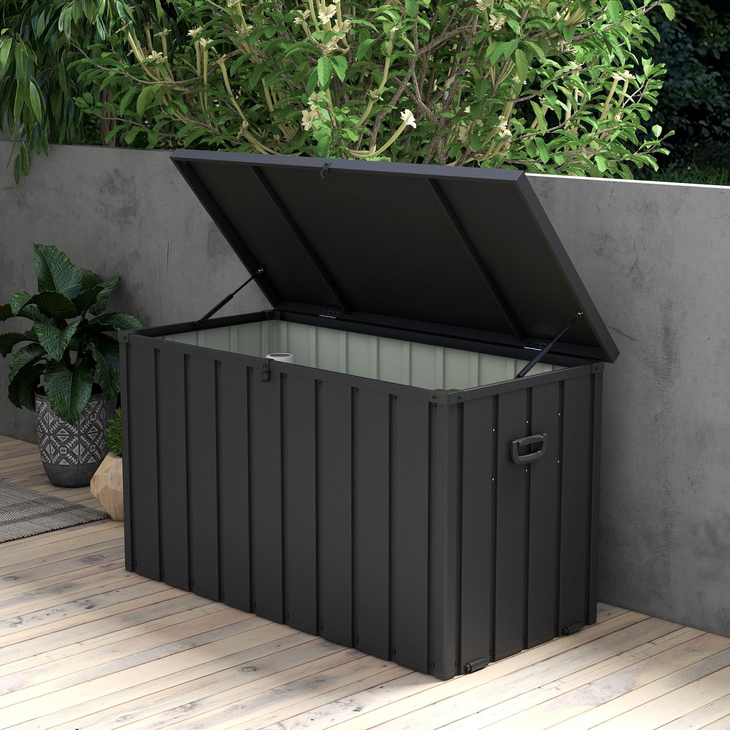 Outsunny 450L Galvanised Steel Garden Storage Box, with Wheels in Dark Grey-8