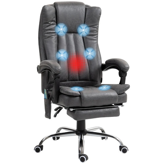 Vinsetto Six-Point Massage Chair, with Heat and Footrest in Dark Grey-0