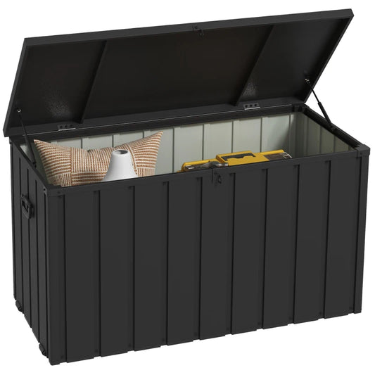 Outsunny 450L Galvanised Steel Garden Storage Box, with Wheels in Dark Grey-0