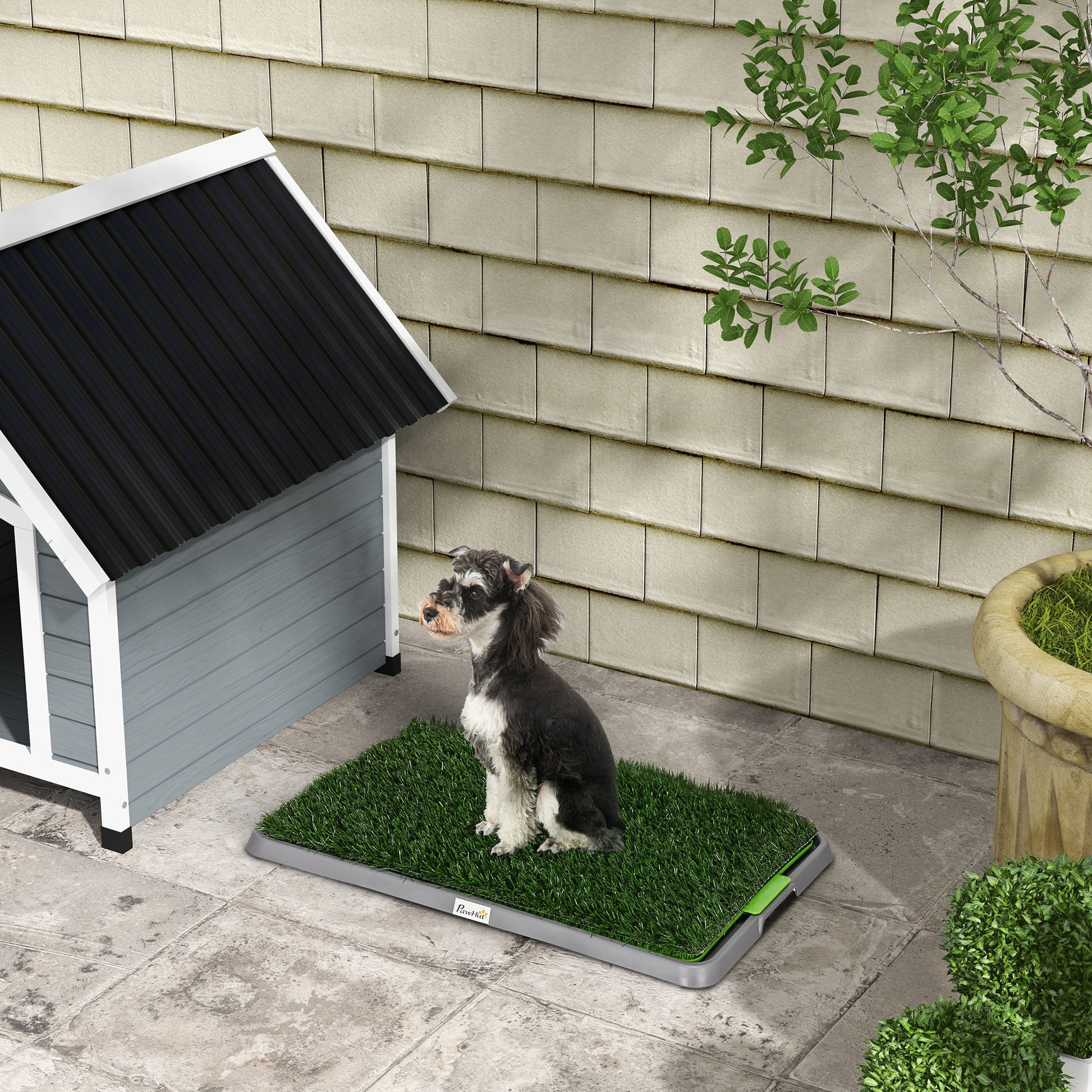PawHut Artificial Grass Dog Toilet with Tray for Potty Training Indoor Outdoor, 2 Packs, 67 x 41cm-8