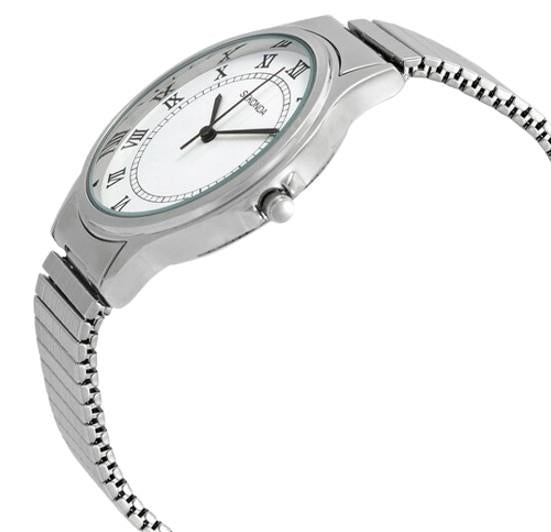 Sekonda Mens Basic White Dial with Silver Metal Expandable Bracelet Watch 3022b-2