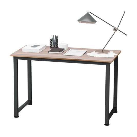 Computer Desk, PC Writing Table, Home Office Workstation, Adjustable Feet, Metal Frame in Oak Black | HOMCOM-0