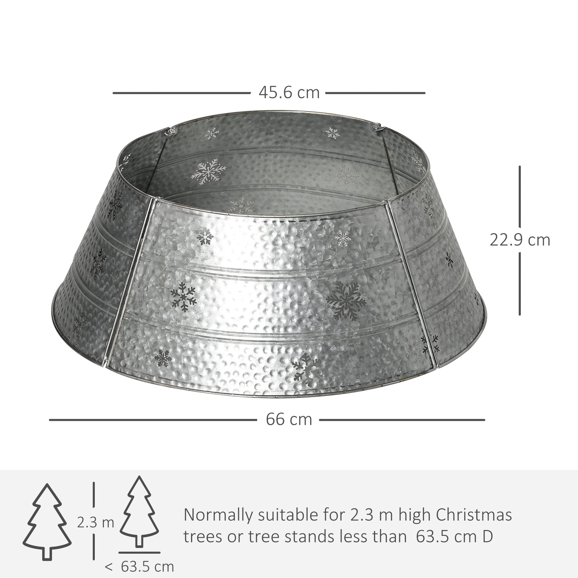 HOMCOM 66cm Christmas Tree Base Cover, Christmas Tree Collar with Hollow Snowflake Pattern for Holiday, Party, Silver-1