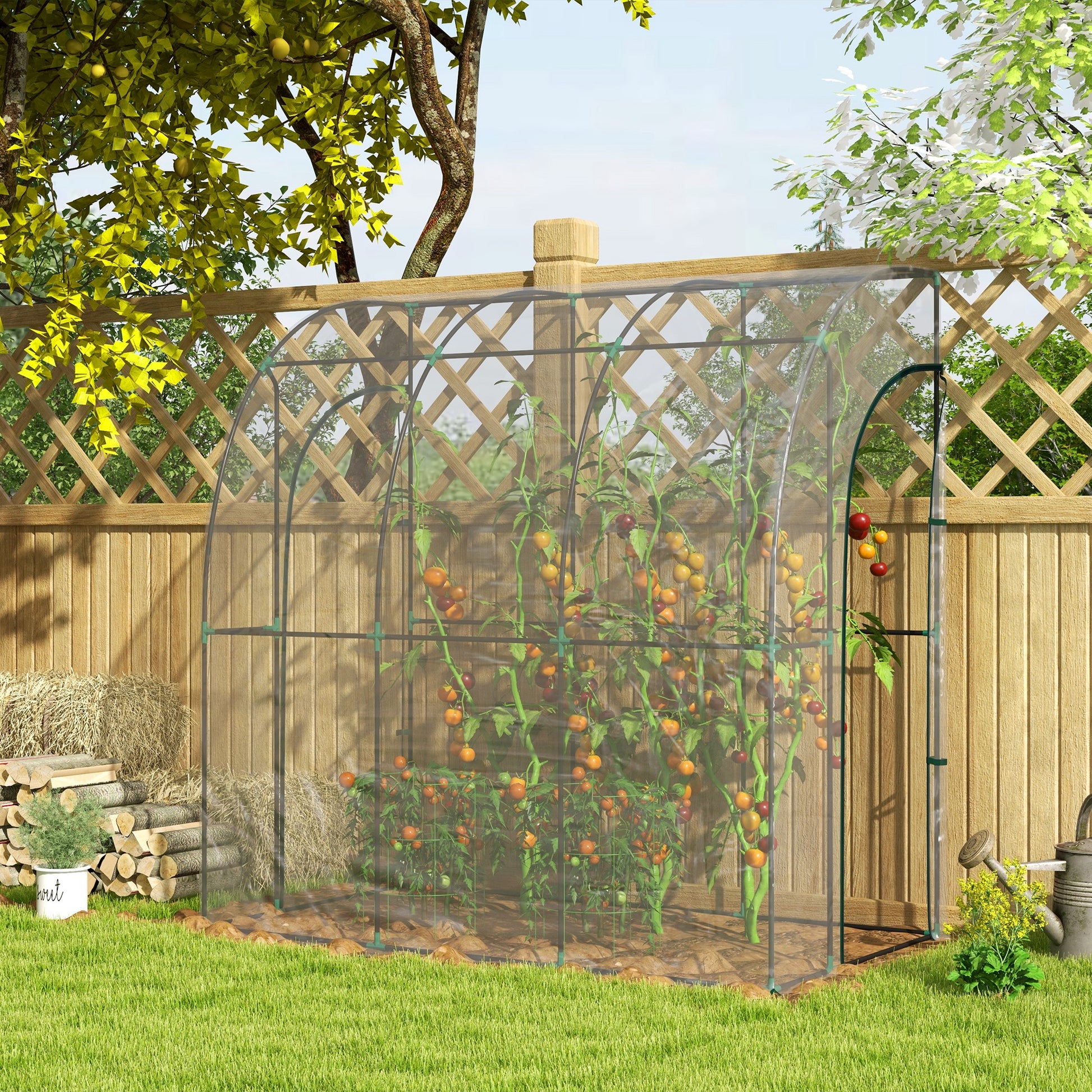 Outsunny 214cm x 118cm Walk-In Lean To Greenhouse with Accessories-8