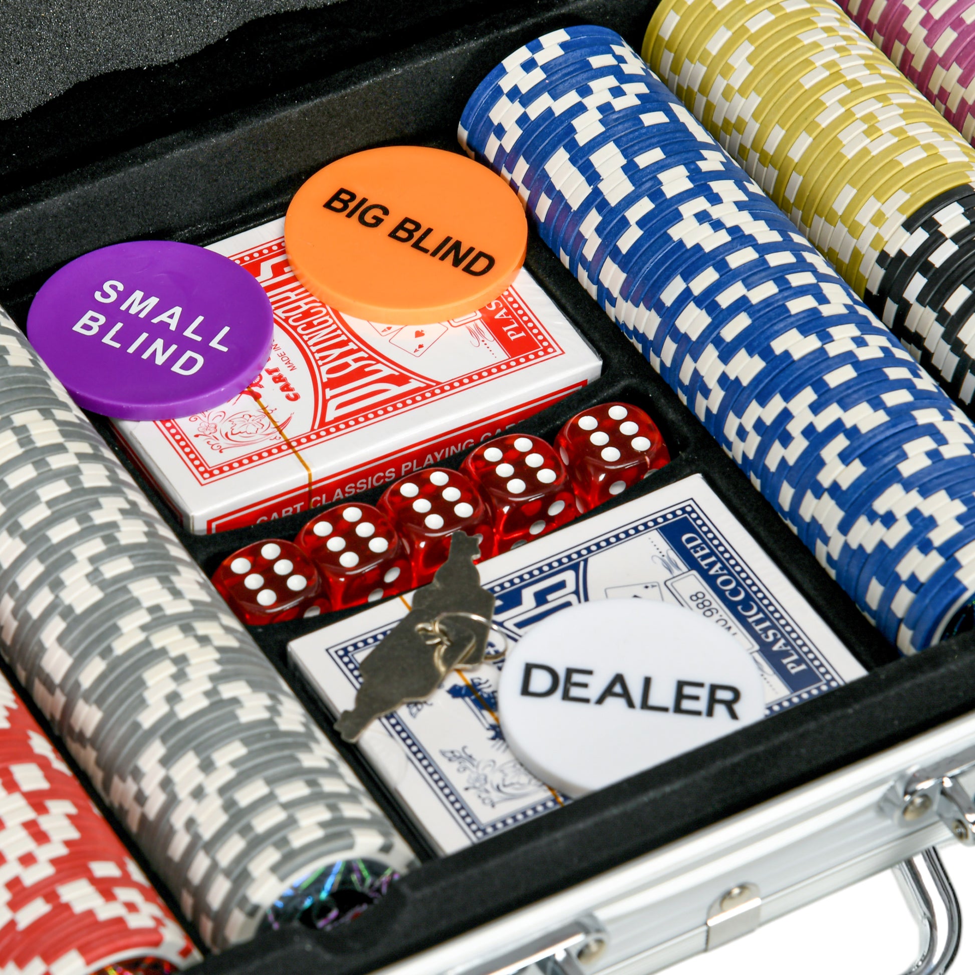 Luxury 500PCS Poker Chips Set, Complete with Gaming Mat, Chips, Dual Card Decks, Dealer Button, 5 Dice, Ultimate Game Night Kit | SPORTNOW-6